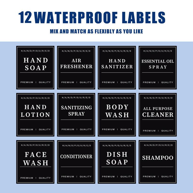 Flacon de loțiune transparentă de 500 ml Flacon reîncărcabil cu etichete cu flacon de loțiune Suporturi de perete Balsam șampon