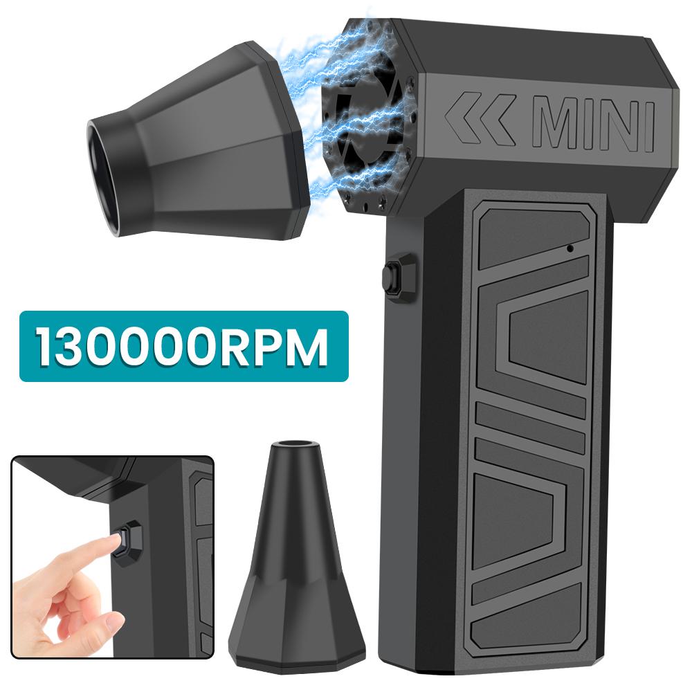 პორტატული ელექტრო ჰაერის გამწმენდი საწმენდი ჰაერის ნაკადის ინსტრუმენტი მტვერსასრუტი მანქანის გასაწმენდად თოვლის გასაბერად 4 სიჩქარით რეგულირებადი ტურბო რეაქტიული ვენტილატორის ტიპი Type-C დამუხტვა