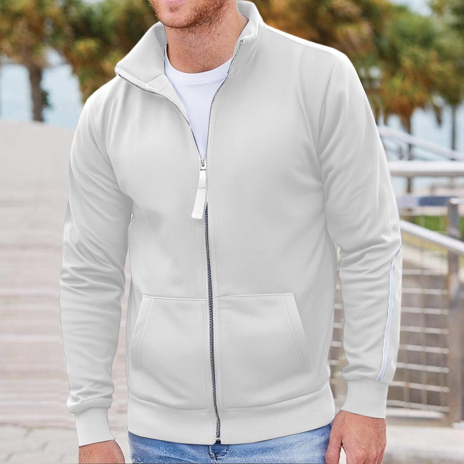 

Мужская уличная повседневная свободная толстовка с воротником-стойкой на молнии с длинным рукавом, универсальный мужской спортивный кардиган с цветными блоками M