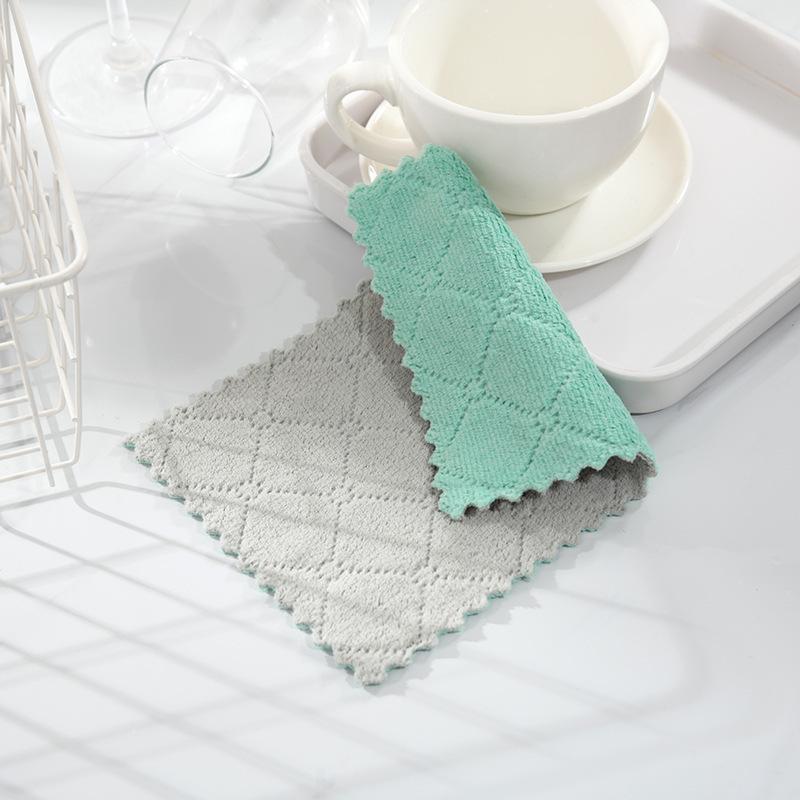 

5/10/15Pcs Kitchen Dish Towels Double-layer Home Ultra Soft Absorbent Pad Coral Fleece Dishcloth Nonstick Oil Fast Dry Washcloth 5pcs