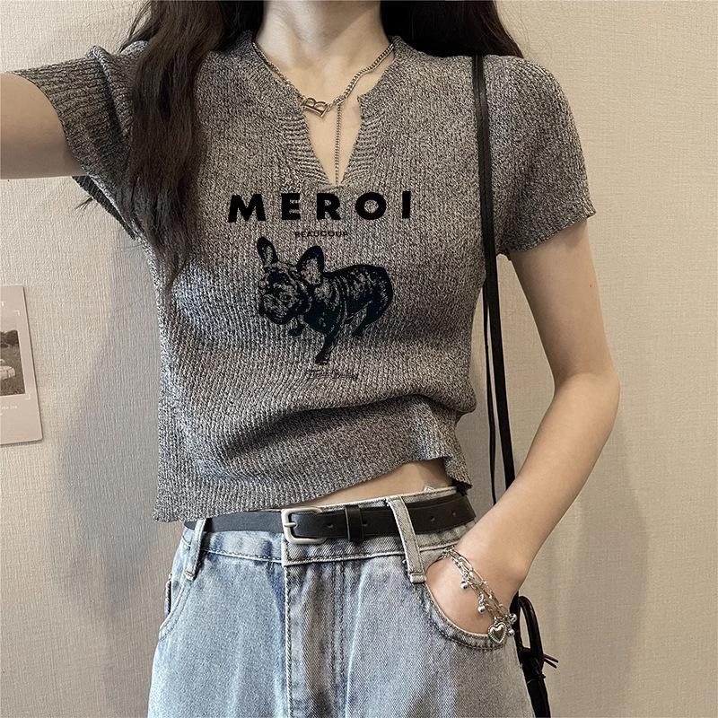 

Summer Fashion Women Short Sleeve O Neck Casual Knitted T Shirt Crop Top S