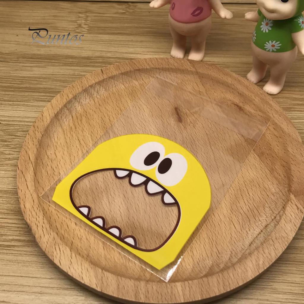 100Pcs Cartoon Print Cookie Candy Biscuit Bags Self-adhesive Gift Bag