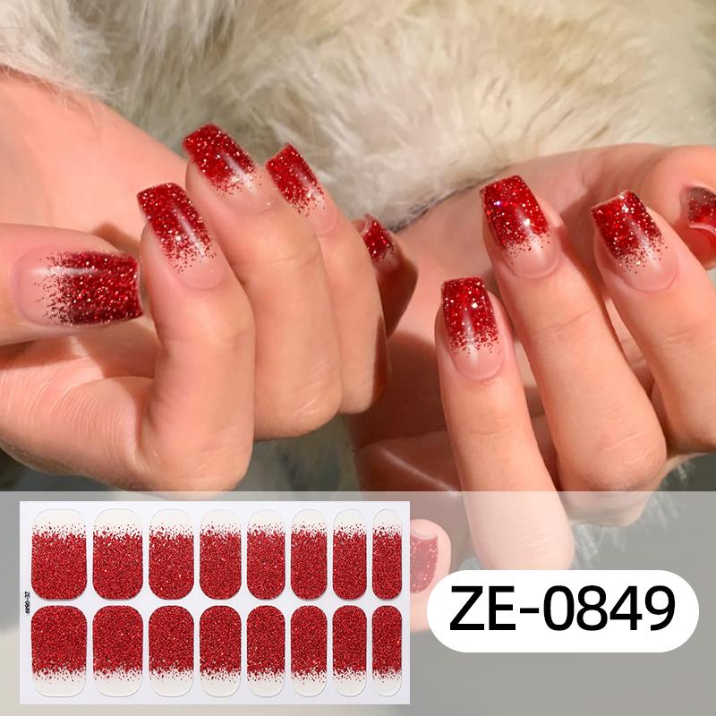 16 Pointe Autocollant Ongles Full Cover Dégradé Pailleté Bandes Vernis à Ongles Scintillantes Longue Durée Art Manucure Décoration DIY
