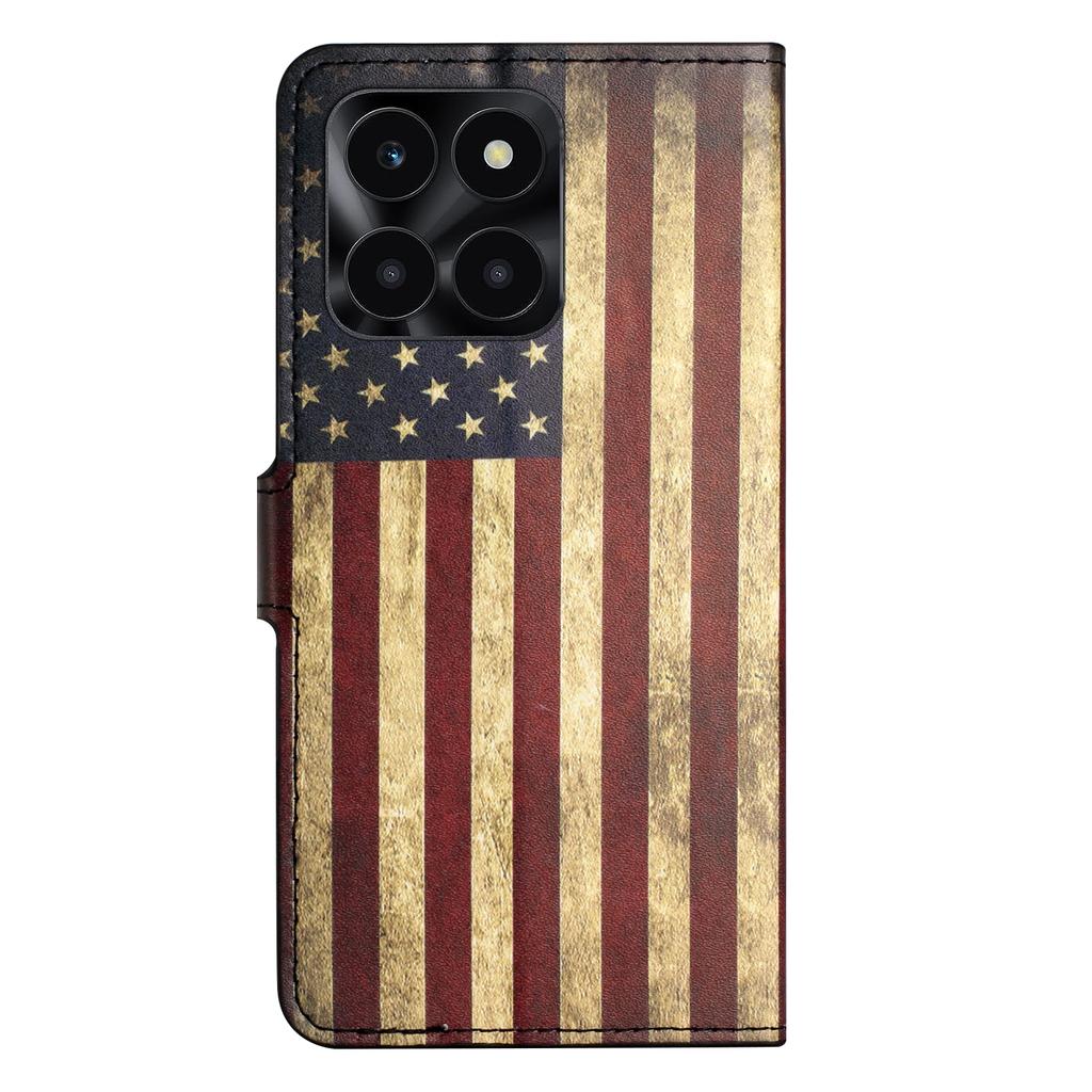 For Honor X6a 4G/X6b 4G/X6c 4G Wallet Case PU Leather Pattern Printing Phone Stand Cover