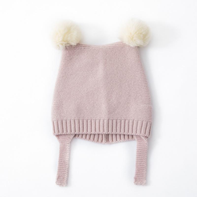 Women's 100% Pure Cashmere Pom-Pom Hat - Warm, Cute Lace-Up Ear Protection for Autumn/Winter