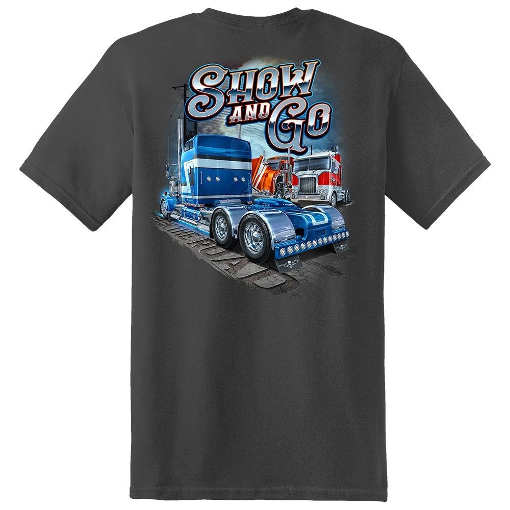 Show N Go Semi Truck Vintage Double Sided Trucker T-Shirt Diesel Tee S