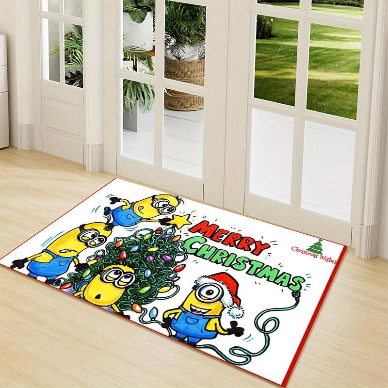 1Pc Christmas Minion Celebration Carpet Rug Soft Washable Antislip Home Living Room Sofa Mats Personalized Christmas Rug
