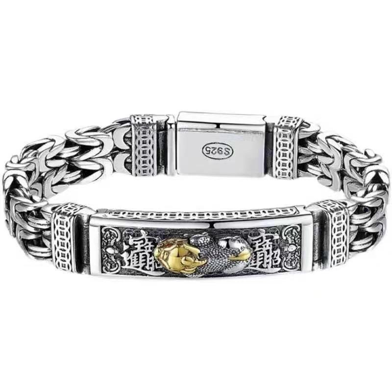 Ретро Медная Монета Пиксиу Мужской Браслет, Браслет с Застежкой-Штырьком, Модный, с Характером, Доминирующий 18cm