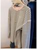 Women's Striped Bow Long-Sleeve Casual Top - Relaxed Fit, Plus Size, Autumn/Winter