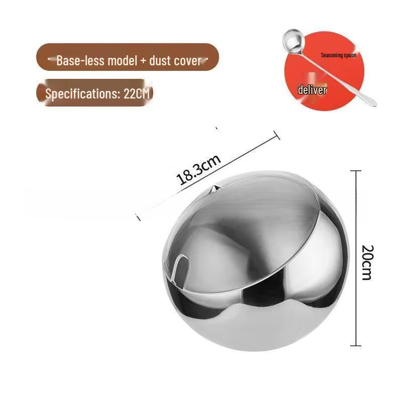 Stainless Steel Spherical Buffet Condiment Bowl with Lid