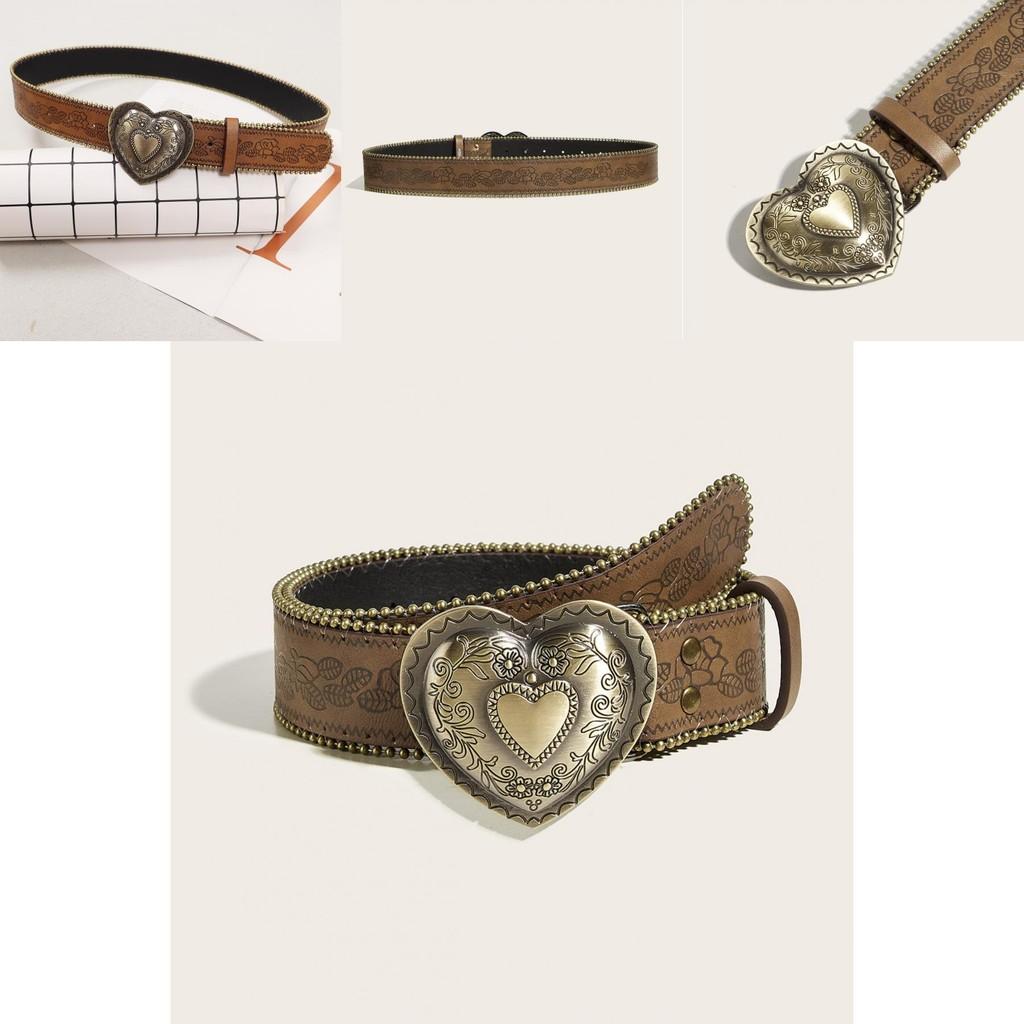 Ceinture en Cuir pour Homme avec Boucle en Alliage et Rivets Vintage Parfaite pour un Style Streetwear Décontracté