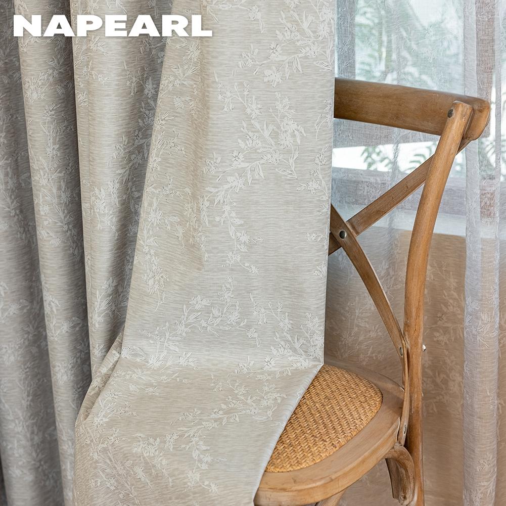 1PC NAPEARL Light Luxury Retro Solid-color Gray Fully Blackout Curtains for Bedroom Living Room Balcony Window for Home Decor