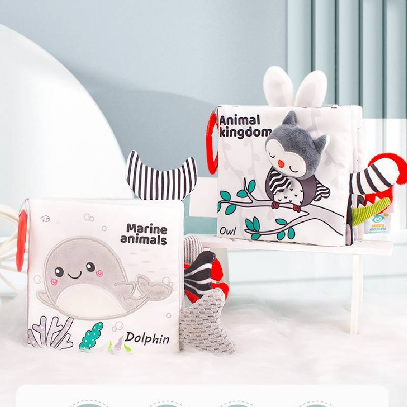 Baby Cloth Book With Black White Pages For Visual And Tactile Development