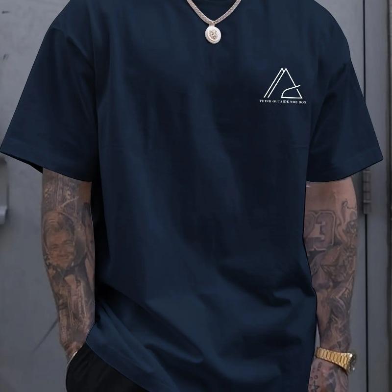 

Summer Mens 100 Cotton Comfortable Casual Wide Plus Plus Size Geometric Letter Printed Round Neck Short Sleeved Tshirt Top M