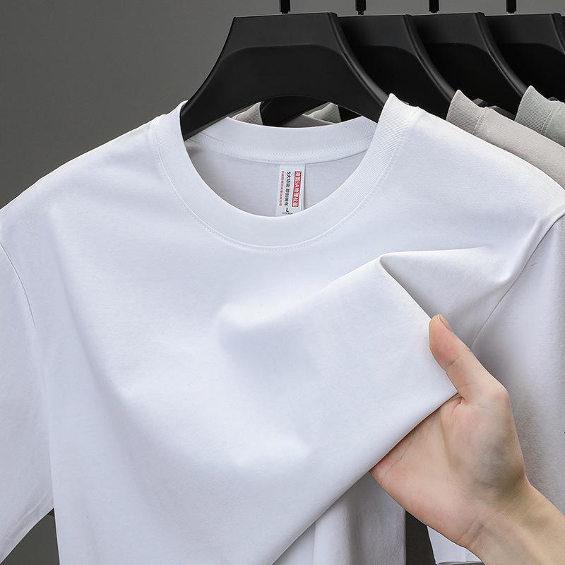 Camiseta de Manga Corta con Cuello Redondo Antibacteriana de Algodón Lyocell Sin Costuras para Hombre - Color Sólido Casual de Verano Capa Base