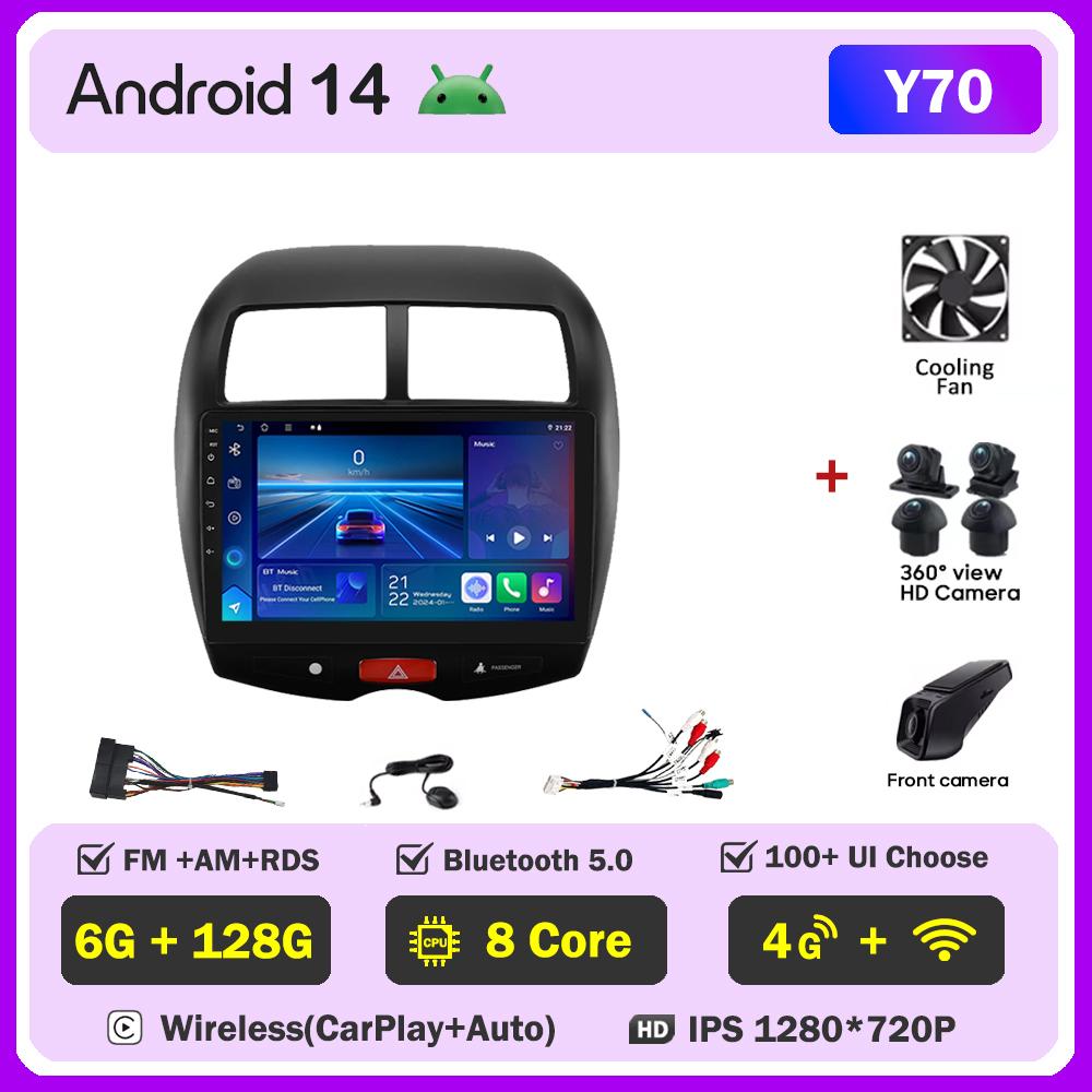 Android 14 For Mitsubishi ASX 1 2010-2018 Car Radio Player Car Intelligent Systems Touch Screen GPS Navigation Mirror Link Wifi