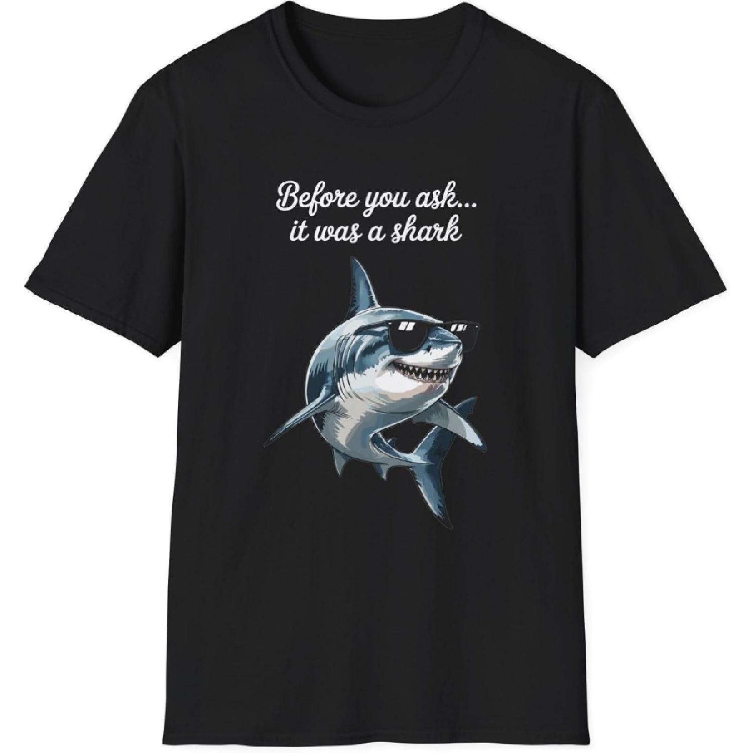 Funny Amputee Shark T-Shirt _ “Before You Ask.. S чёрный