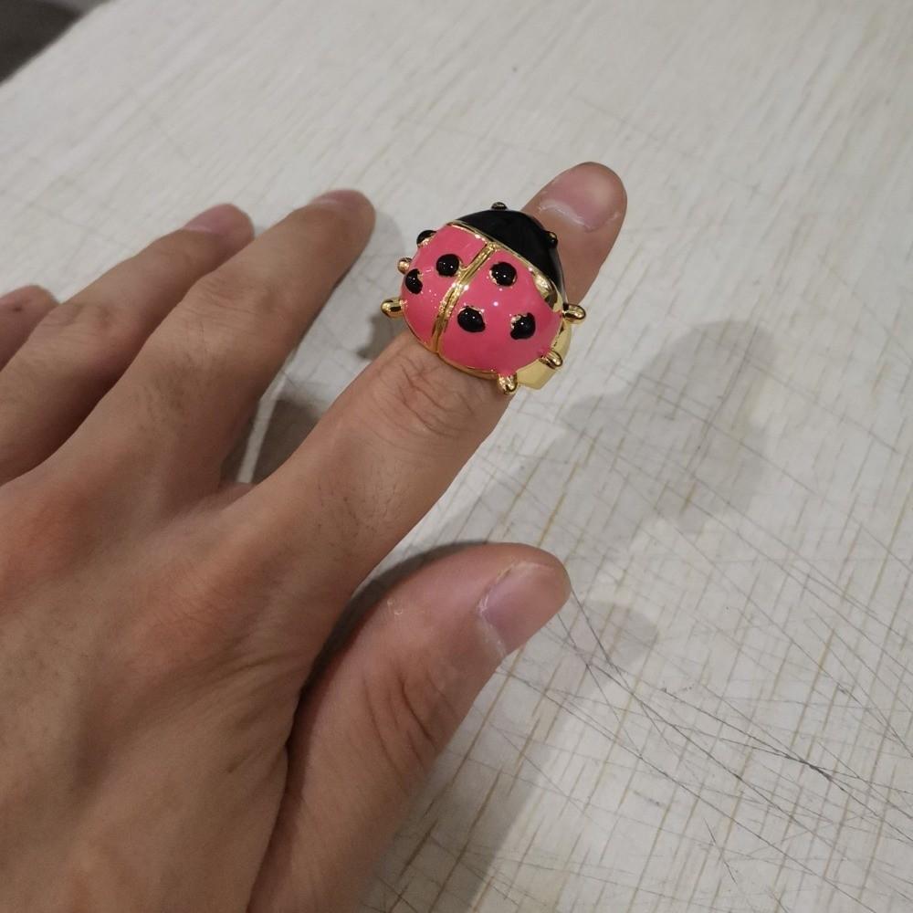 Dripping Oil Ladybug Drip Oil Ring Coccinella Septempunctata Chunky Enamel Ring  Decoration