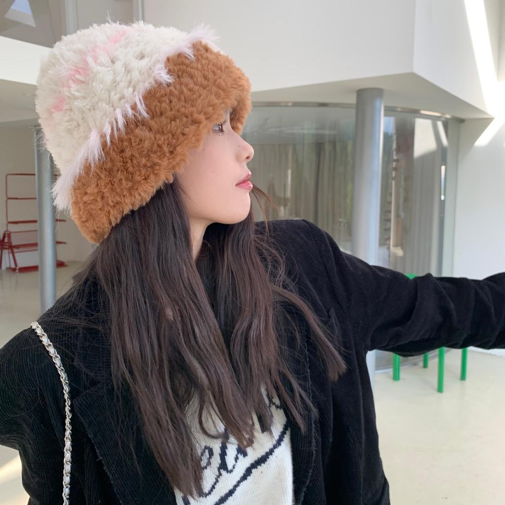 Soft and Waxy Face Showing Little Korean Style Hat for Girls in Autumn and Winter Cold Proof Thickened Plush Knitted Hat