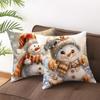 1 Piece of Christmas Day Party Decoration Pillowcase Winter Cute Snowman Print Pillow Cover Sofa Room Home Decoration Gift