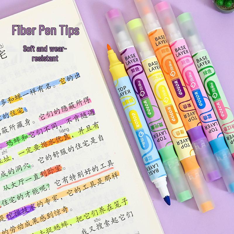 Erasable Double-Ended Fluorescent Highlighter Pen Set: Ideal for Students, Perfect for Colorful Marking and Layering Tasks