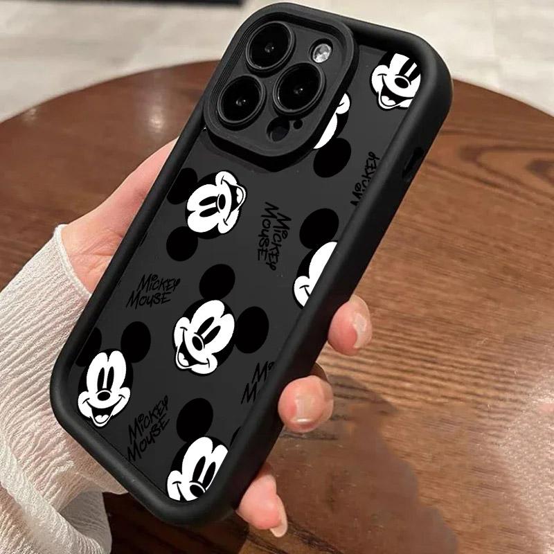 Mickey Mouse Cartoon Black White Phone Case For iPhone 17E 11 12 13 14 15 16 17 Pro Max Fundas 17 Air Plus 16e 13Mini Back Cover