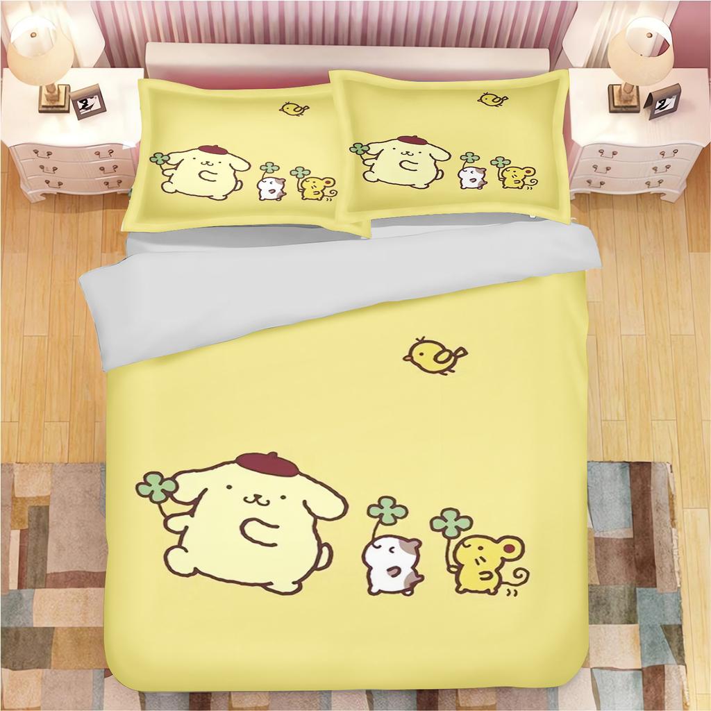 Poszewka na kołdrę z kreskówką Pompompurin Poliester Urocza Drukowana Miękka Pościel Szyta na Miarę Dom Obcy Pokój Dziecięcy Kołdra Prezent dla Dzieci