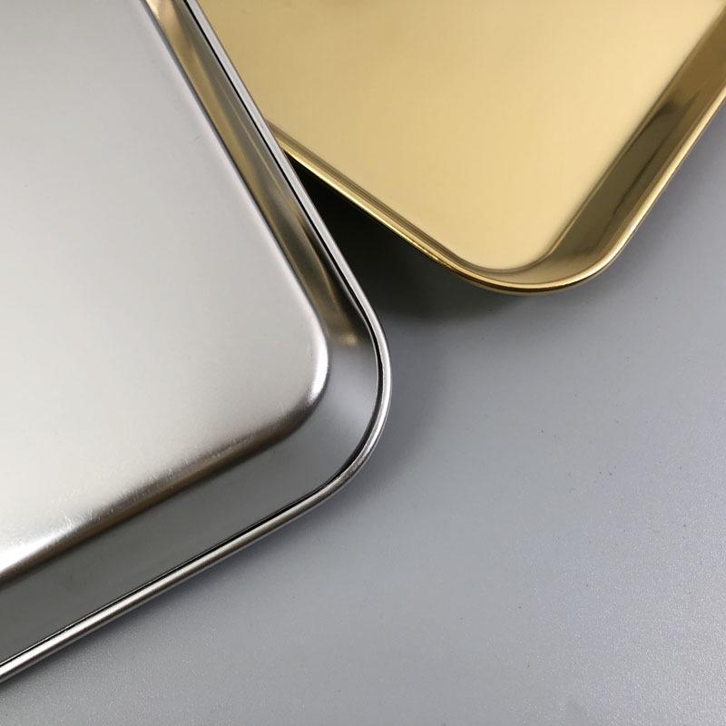 Gold 304 Stainless Steel Square Snack Plate for Korean Hot Pot and Seasoning