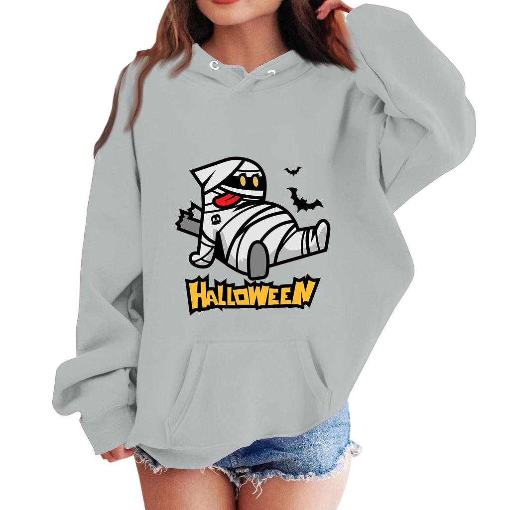 Kids' Halloween Printed Hoodie Casual Loose Fit Pullover Sweatshirt for Boys Girls