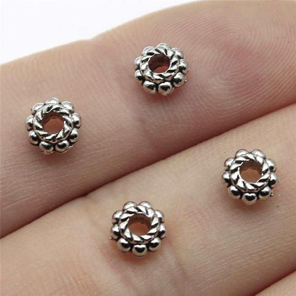 40pcs Antique Silver Color Small Spacer Beads Charm Pendants Jewelry Accessories DIY Small Spacer Beads Charms