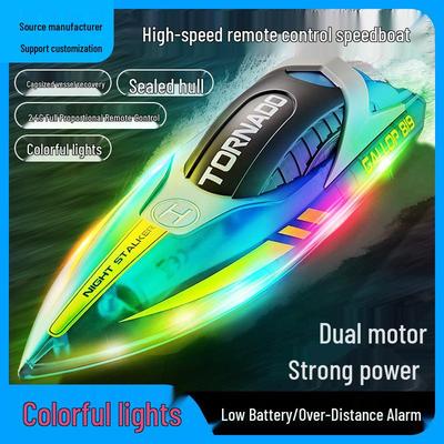 Bateau télécommandé HJ819: Bateau télécommandé 2.4G Rechargeable Haute Vitesse avec Lumières LED, Parfait pour les Enfants