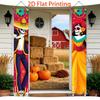 2D Flat, 2D Flat - 2D Flat, 2D Flat - 2pcs Set of Mexican Day of The Dead Theme Pair Hanging Paintings Skull Couple/Guitar/Candle Elements Suitable fo