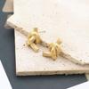 Stylish And Simple Titanium Steel Striped Knotted Stud Earrings Jewelry Niche Design 18K Gold Earrings