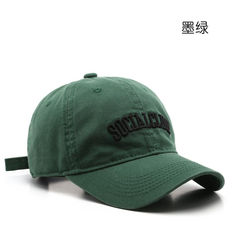 

Outdoor Street Personality Letter Embroidery Washed Cotton Cap Sunscreen Shade Sun Hat темно-зелений колір