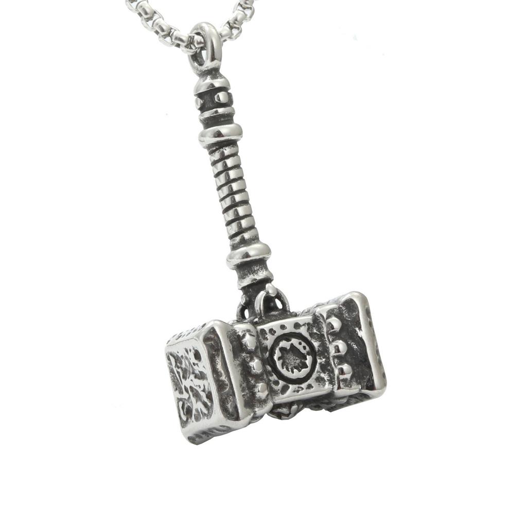 Necklace Men'S Personality Stainless Steel Domineering Retro Fashion Titanium Steel Thor Hammer Pendant Pendant Accessories Necklace