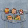 Cartoon Styles Capybaras Hamburger Fries Enamel Pin 5PCS Alloy Metal Brooches for Outfits Bags and Hats