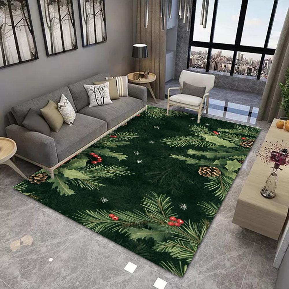 Christmas Theme Floor Mat Various Styles Glittering Trees Snowy Scenes and Festive Ornaments NonSlip Door Mat for Home Decor