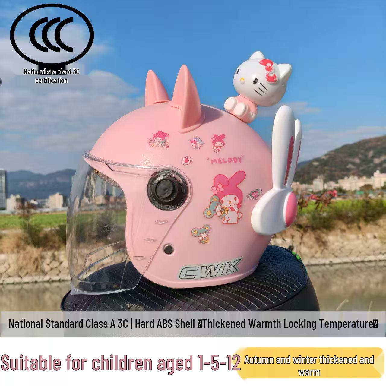 Certified Children s Motorcycle Helmet (1-12 Years) - Winter Half Helmet for Boys and Girls, Electric Vehicle Safety 5-12 Years Children s Winter Helmet