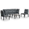 VidaXL Salon de Jardin 6 pcs, Ensemble de Meubles de Terrasse, Mobilier d'Extérieur, Chaise de Patio, Moderne, Noir et Gris 3187737
