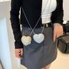 Summer new fashion chain messenger bag portable shoulder heart bag diamond-encrusted metal diagonal span bag