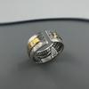 Adjustable Open Ring Men Women Vintage Coin Motif Geometric Silver-Plated Statement Retro Boho Chic Jewelry