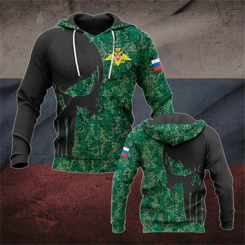 Fashion Men's Hoodie Russia National Emblem Camo 3D Print Fall Sweatshirt Hoodie Street Casual Boy Sweatshirt Y2K Men's Oversized Top Clothing