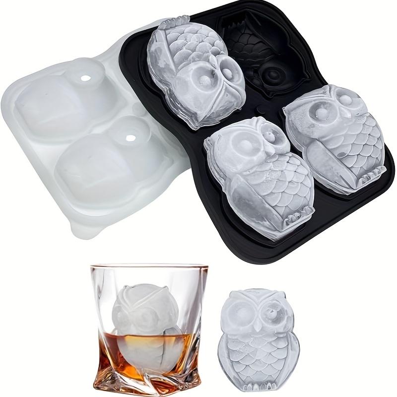 

4 Cavity Silicone Owl Ice Cube Tray Cute Owl Shaped Ice Molds for Whiskey,Cocktails Drinks,Green,Fun Festive Design for Parties Celebrations,Owl Decor чорний