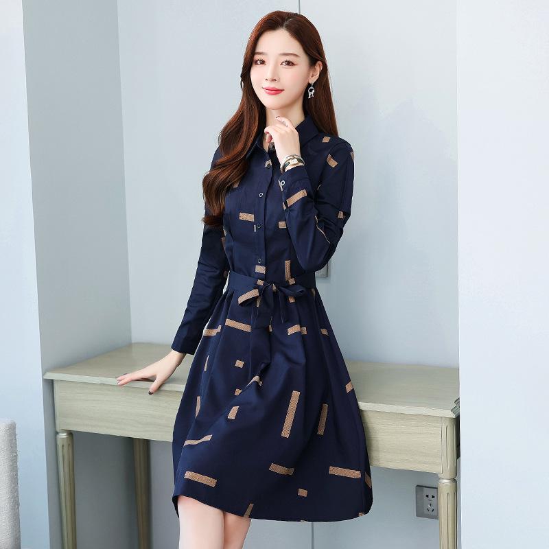 2026 Autumn New Arrival: Stylish Waist-Cinching Slimming Mid-Length Shirt Dress for Women