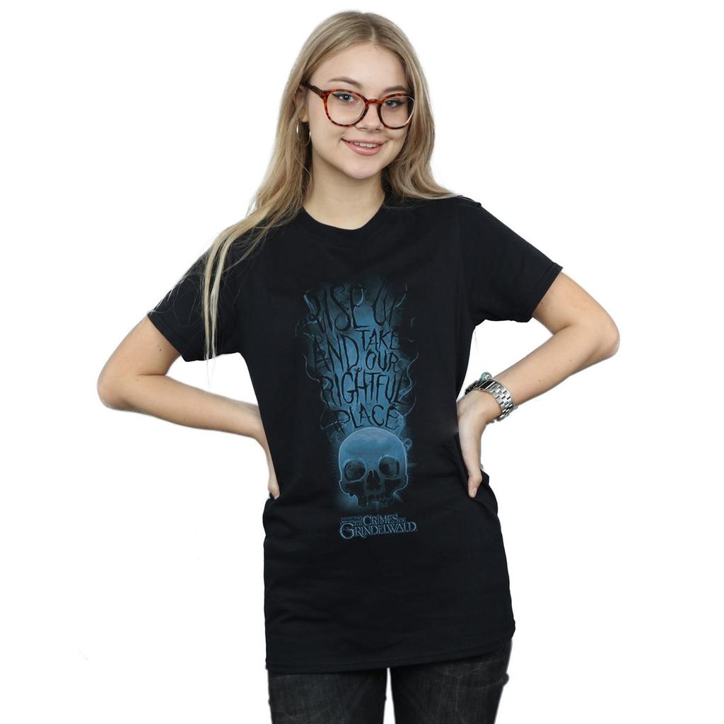 Fantastic Beasts Womens/Ladies The Crimes Of Grindelwald Skull Cotton Boyfriend T-Shirt