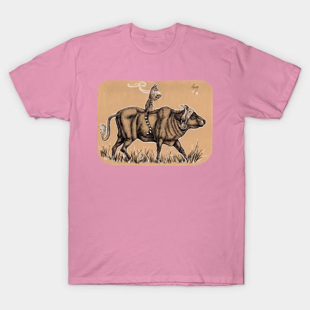 T Shirt Women Teatime With Waterbuffalo And Genet Harajuku Print Kawaii Tshirt Summer Short Sleeve Female T-Shirt Top Tee