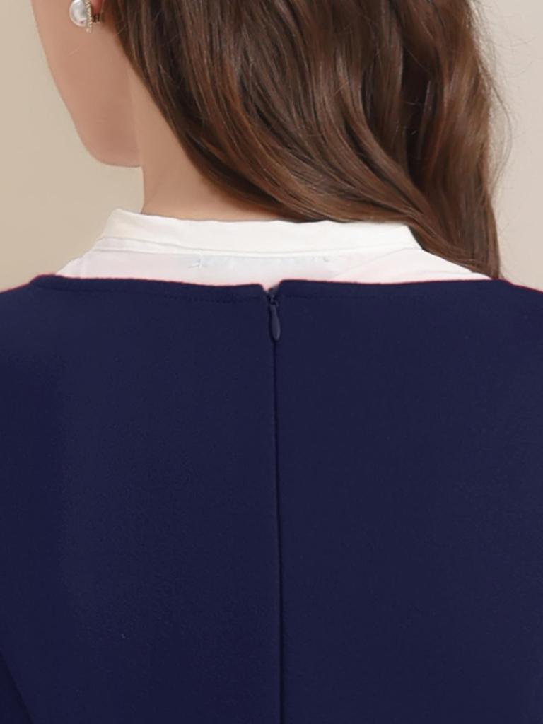 Allegra K Suspender Dress, A-Line Overalls Dress, Double-Breasted, Women's, Deep Blue, XL