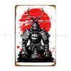 Japanese Samurai With Red Moon Bisly Metal Plaque Designer Living Room Painting Wall Cave Retro Tin Sign Poster