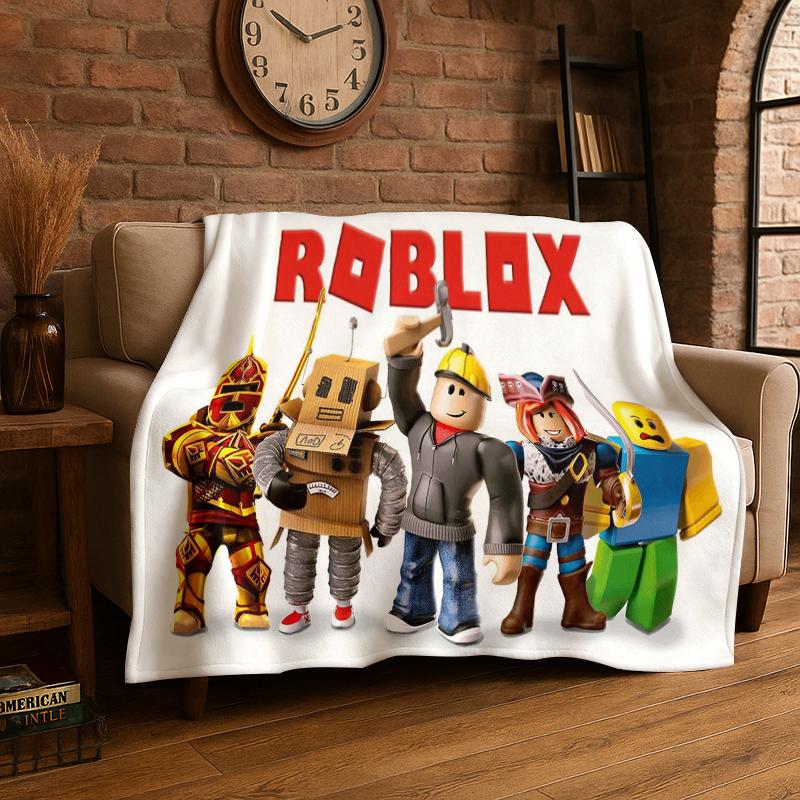 

Cartoon R-Robloxs Game Gamer Flannel Blanket Soft Warm Throw Blanket for Bedroom Living Room Bed Travel Camping Picnic Gift 75x90cm