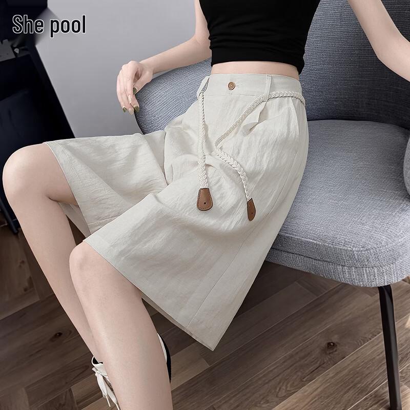 Women s Lyocell Blend High-Waist Loose Cropped Wide-Leg Pants L